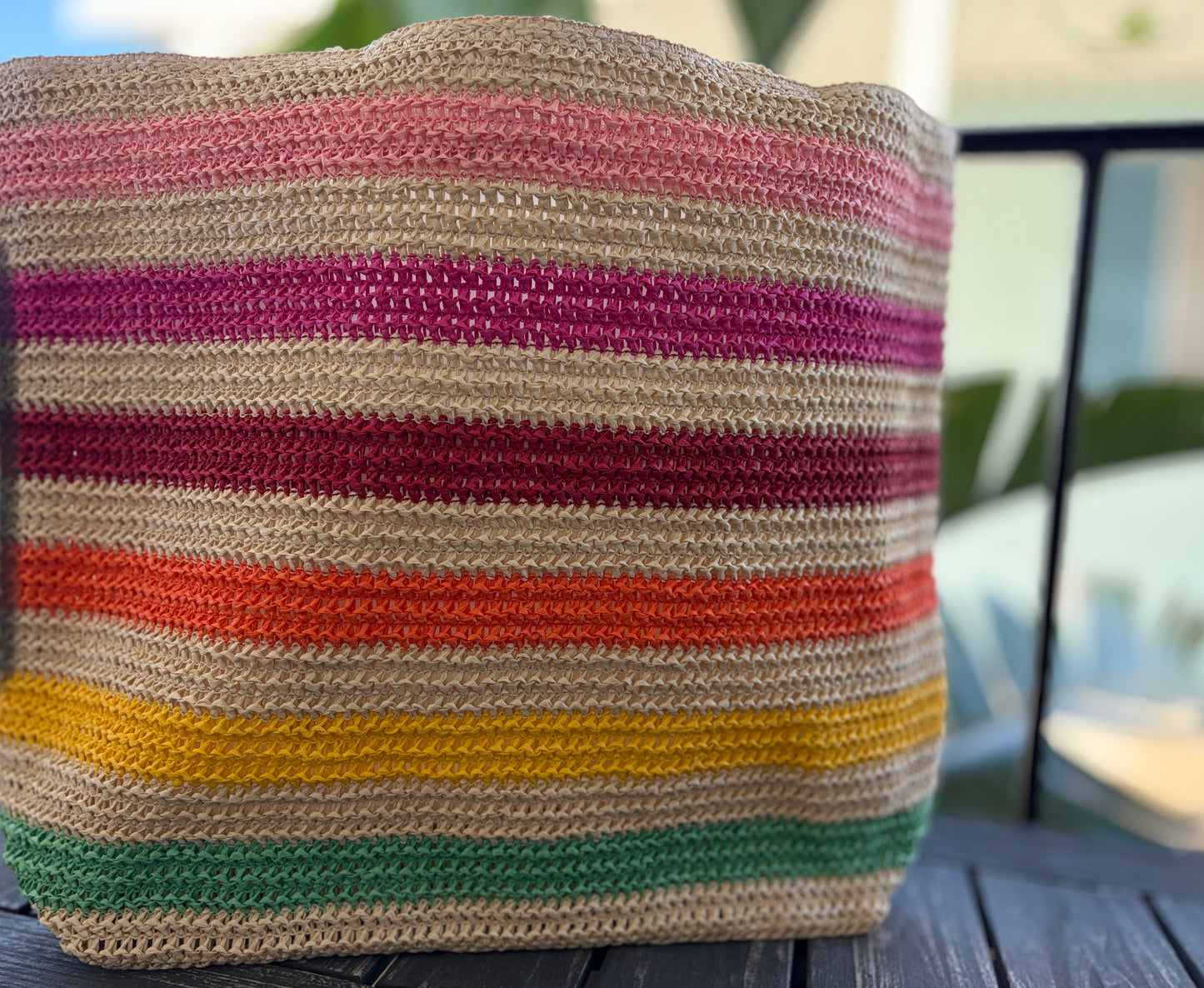 The Rainbow Shores Straw Tote