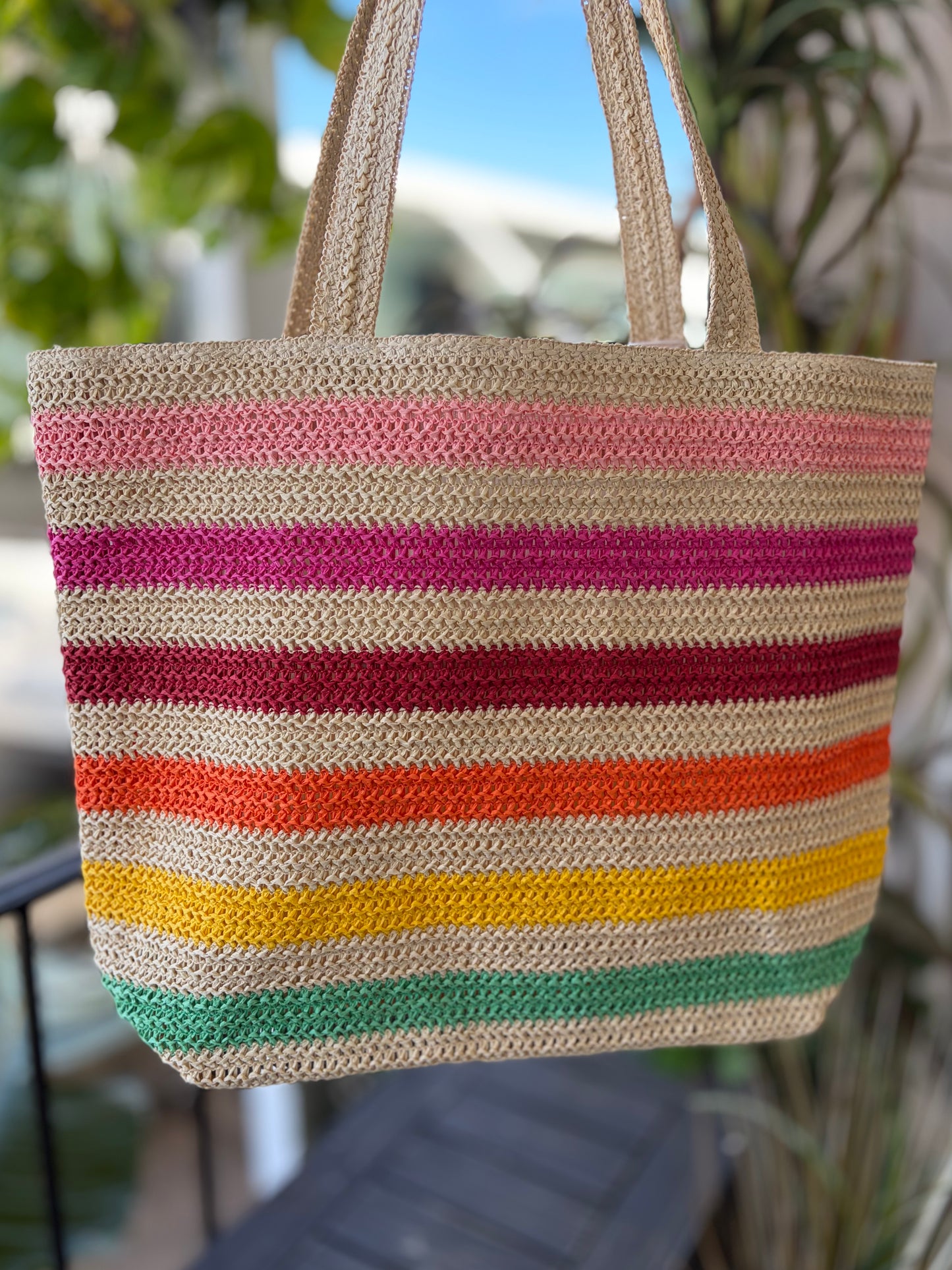 The Rainbow Shores Straw Tote
