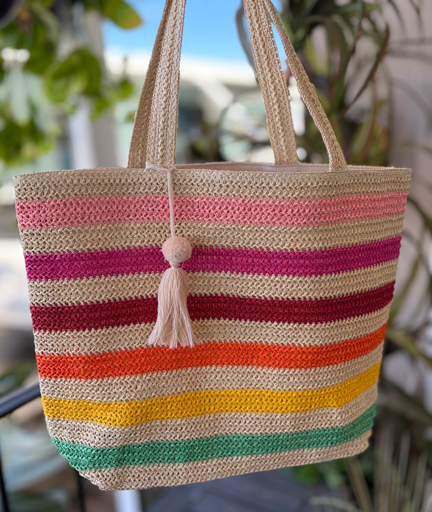 The Rainbow Shores Straw Tote