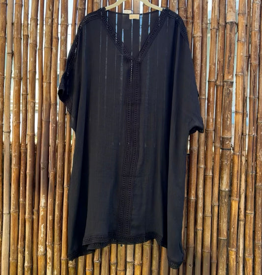 The Selene Lace‑Trim Kaftan