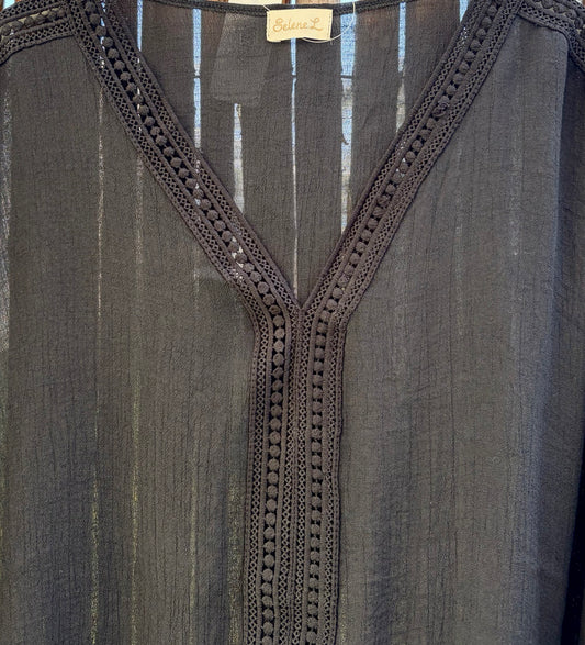 The Selene Lace‑Trim Kaftan