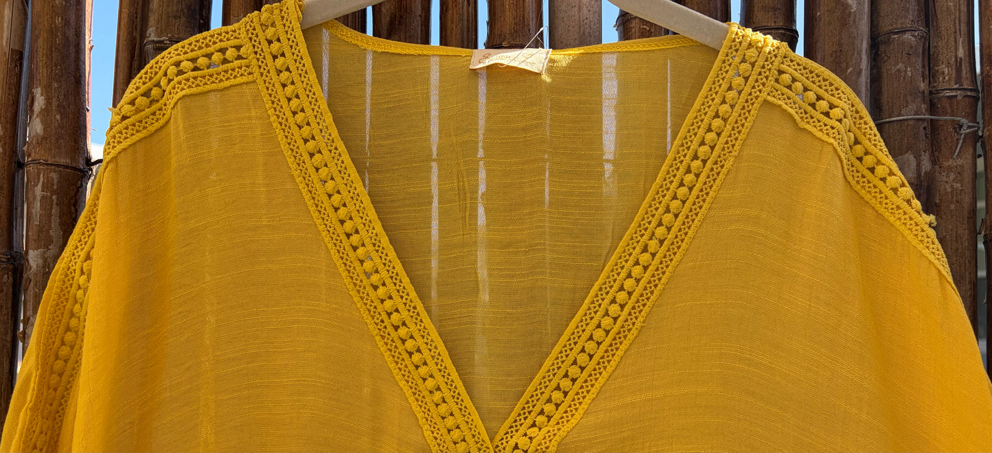 The Sunbeam Lace‑Trim Kaftan