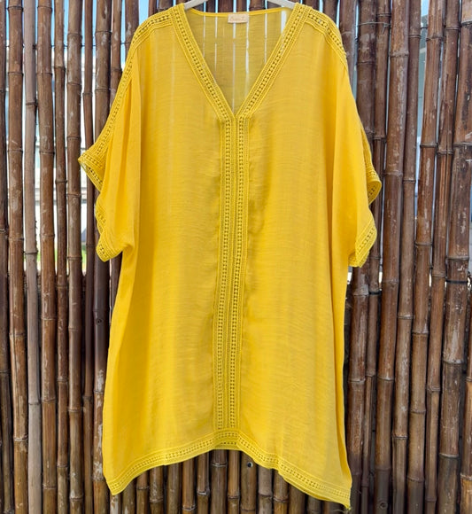 The Sunbeam Lace‑Trim Kaftan