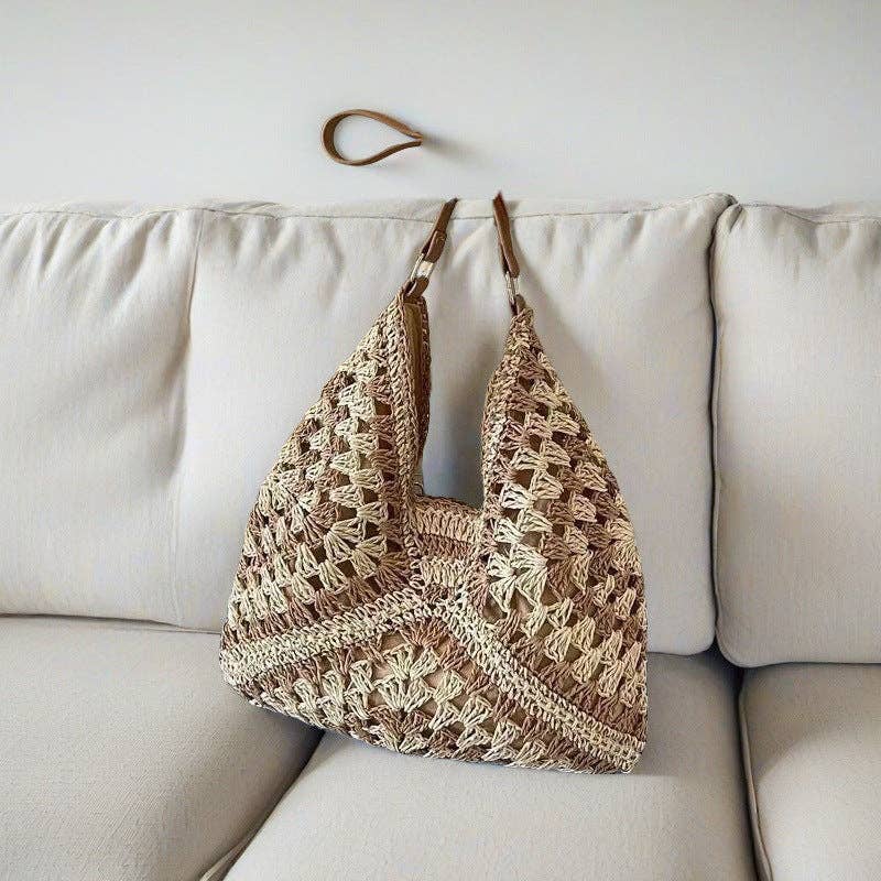 Woven Beach Bag Women's Large Capacity Shoulder Bag Casual Travel