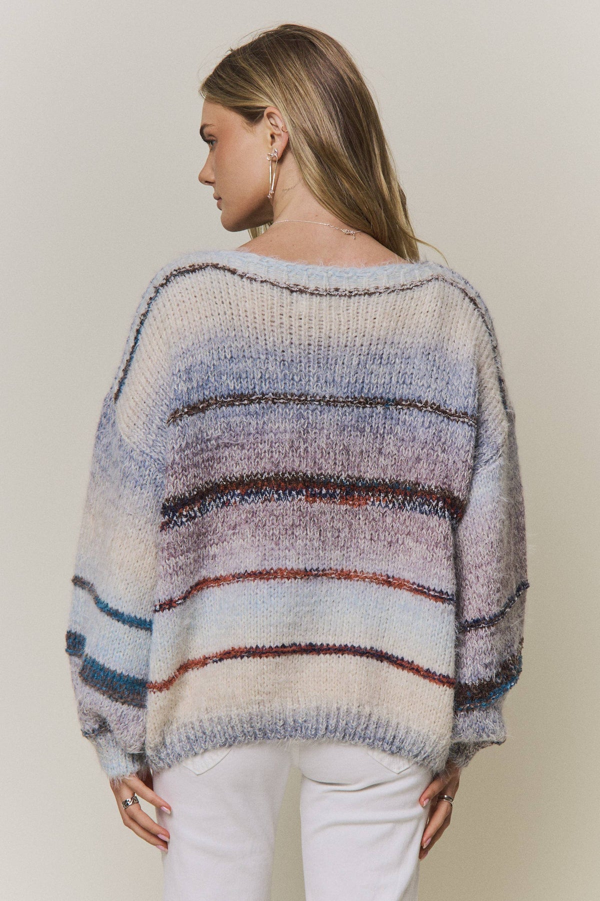 MULTICOLOR STRIPED KNIT SWEATER- CESW4456