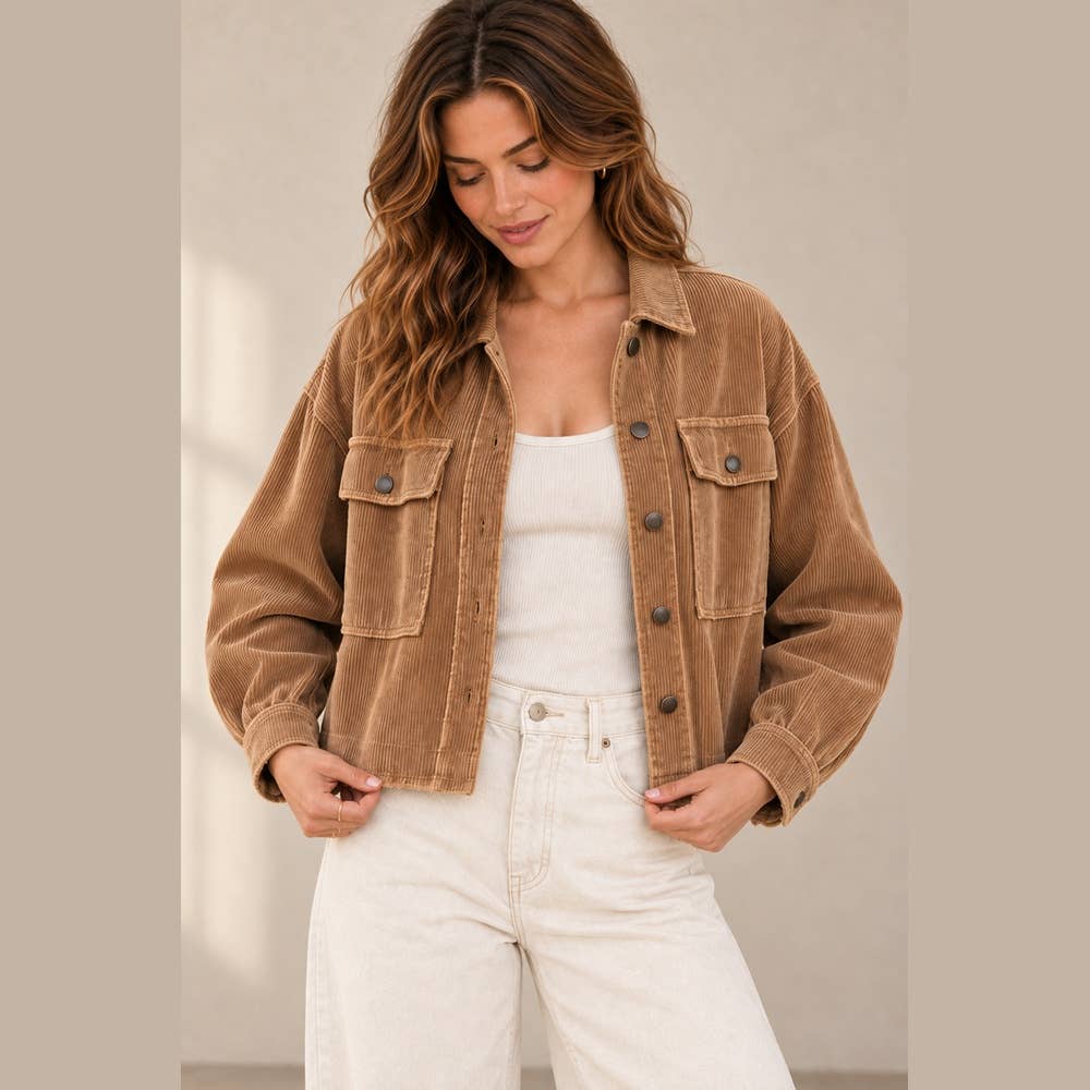 Washed Corduroy Cropped Jacket