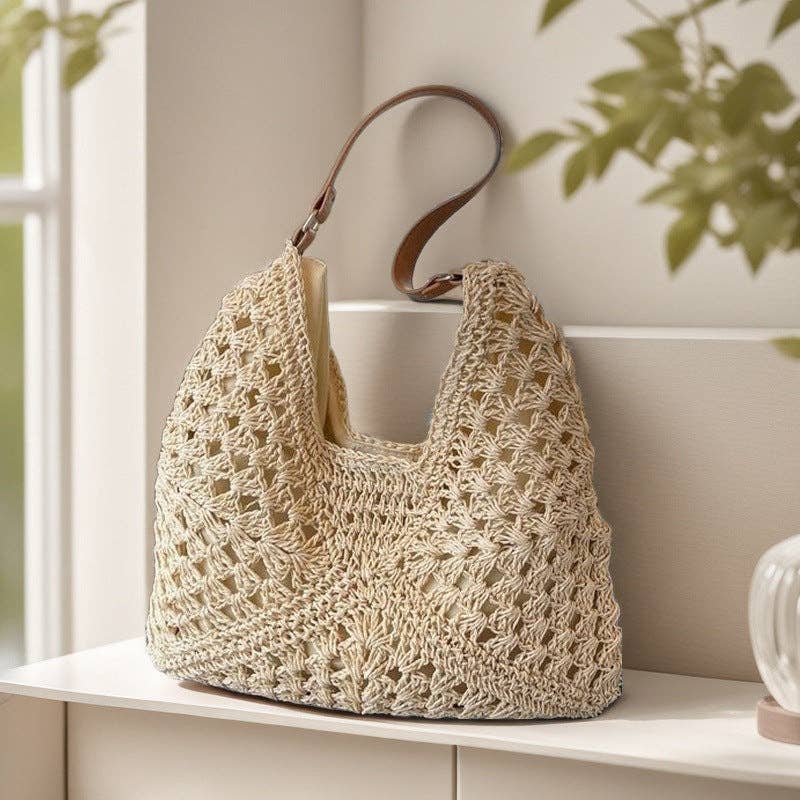 Woven Beach Bag Women's Large Capacity Shoulder Bag Casual Travel