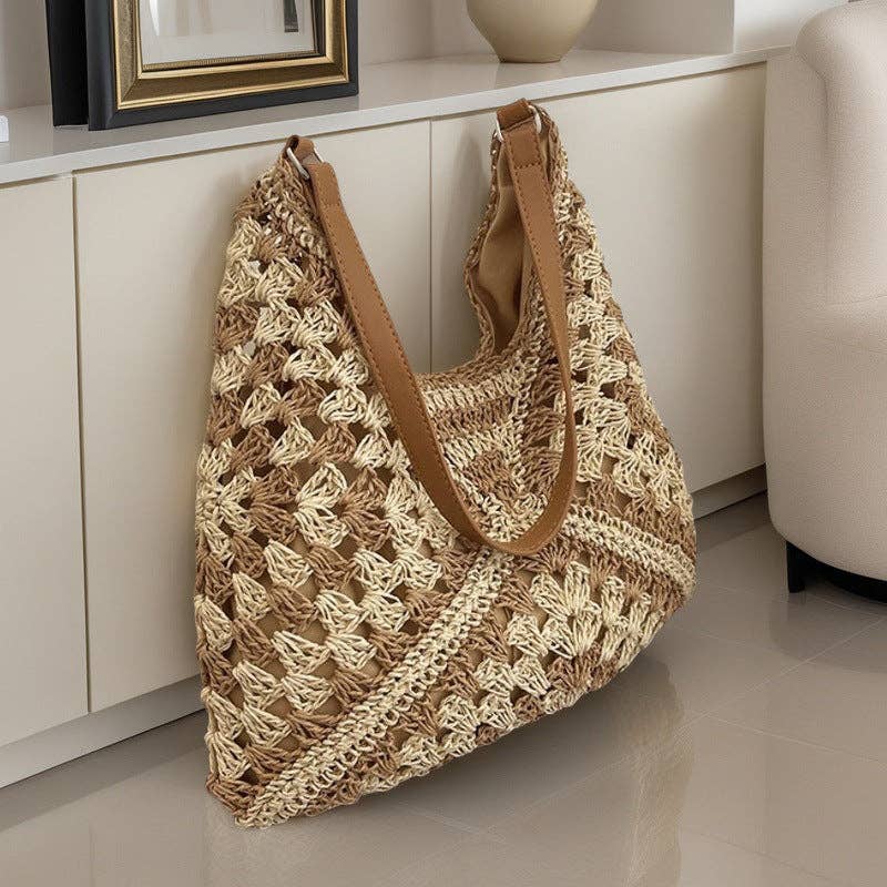 Woven Beach Bag Women's Large Capacity Shoulder Bag Casual Travel