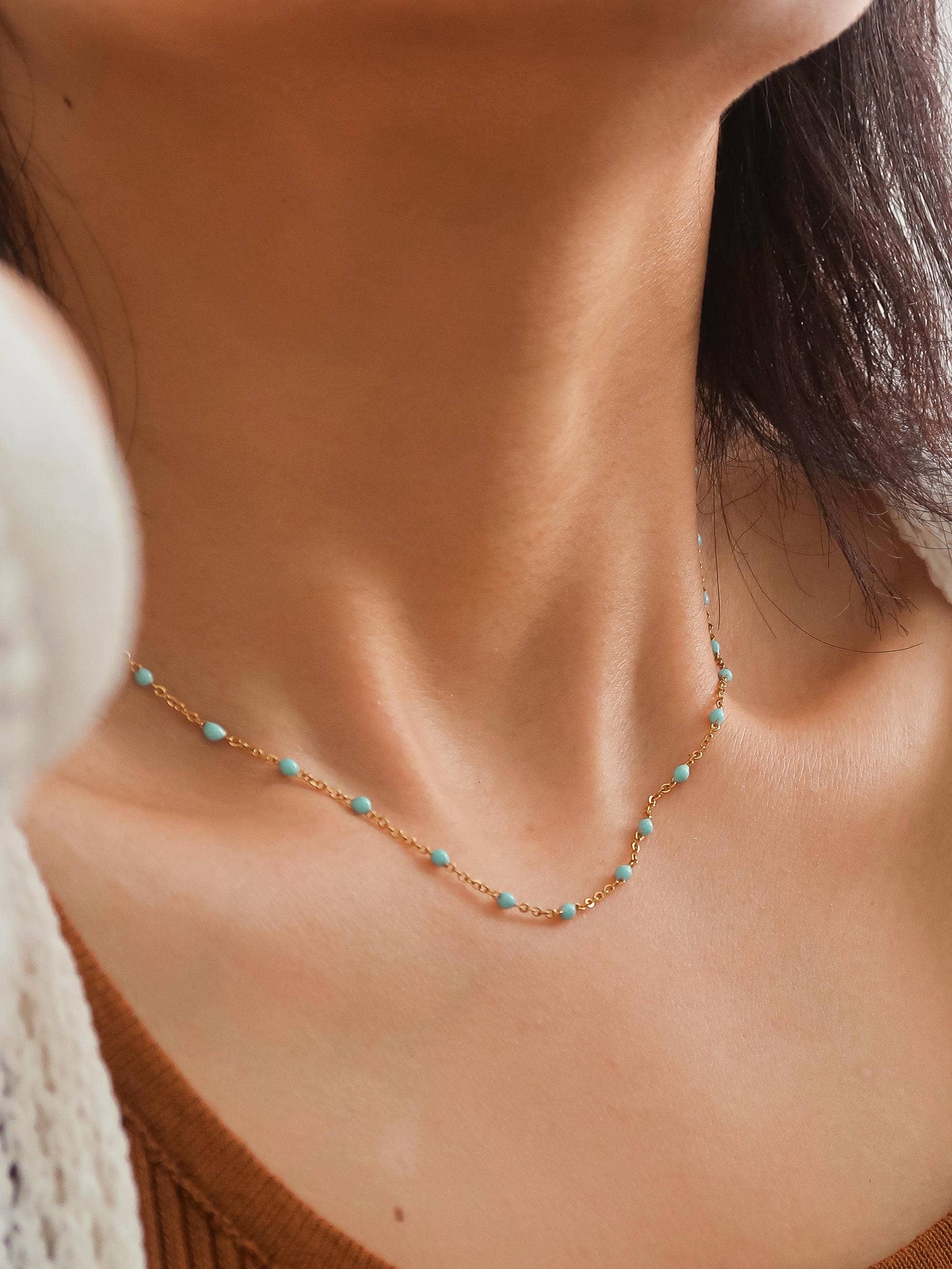 Soleil Beaded Petite Chain Necklace