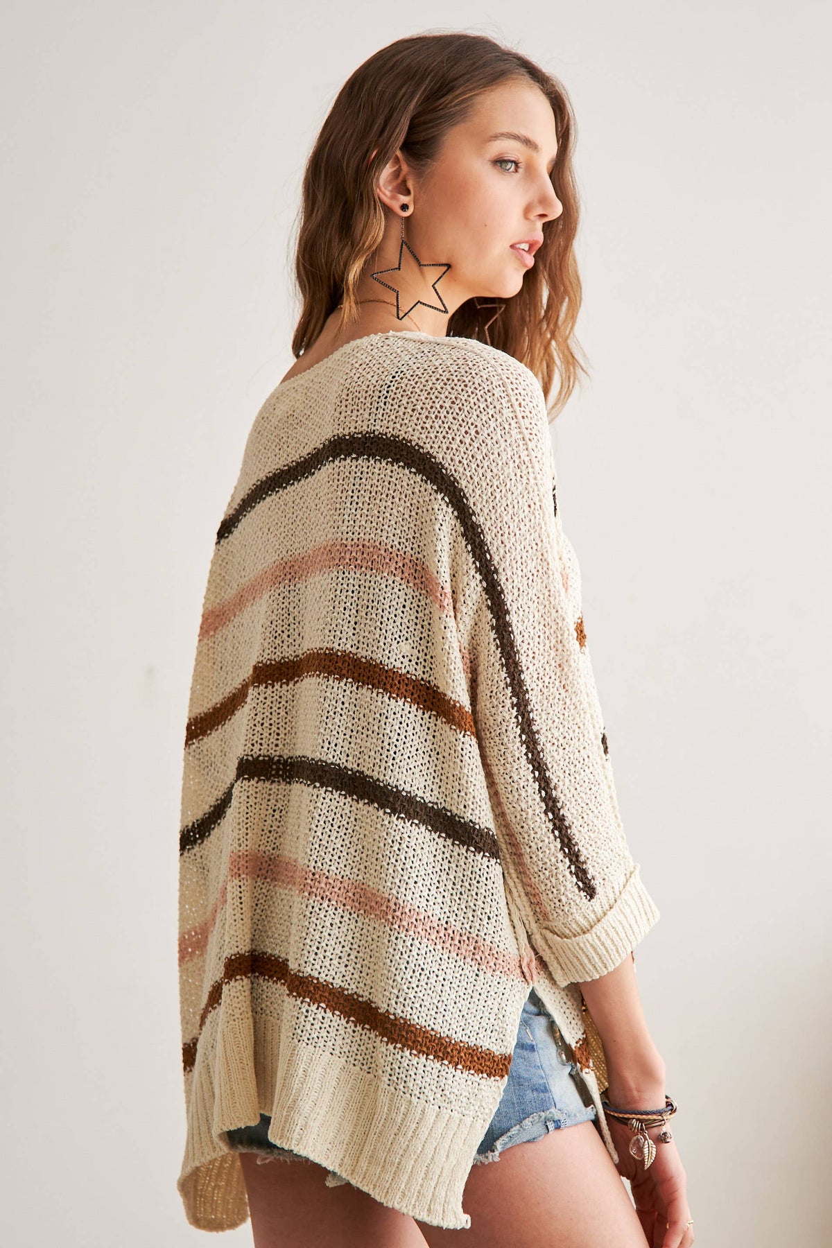 MULTI COLOR STRIP BOAT NECK SWEATER - CESW2518