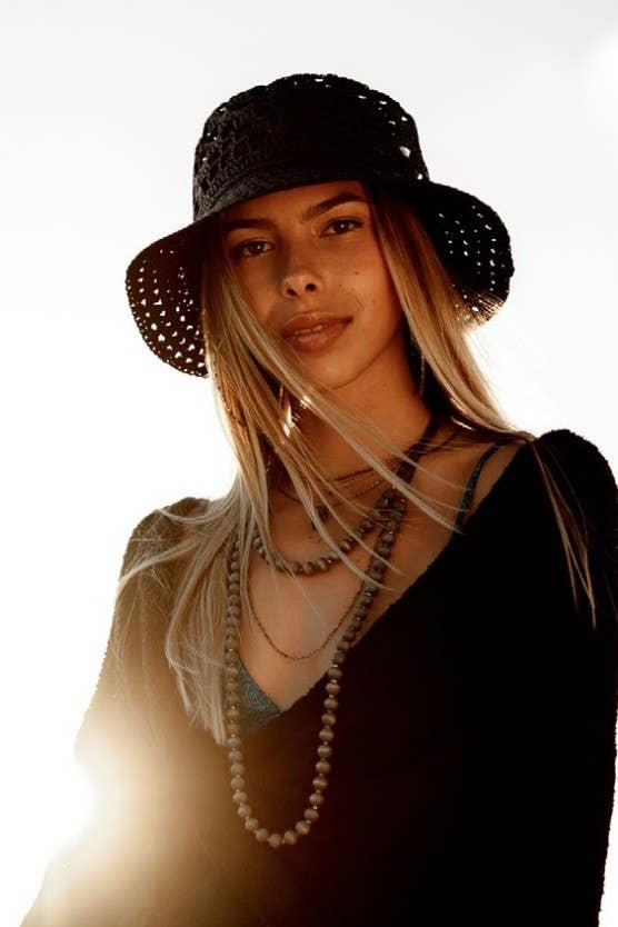 Hand Crocheted Paper Straw Bucket Hat