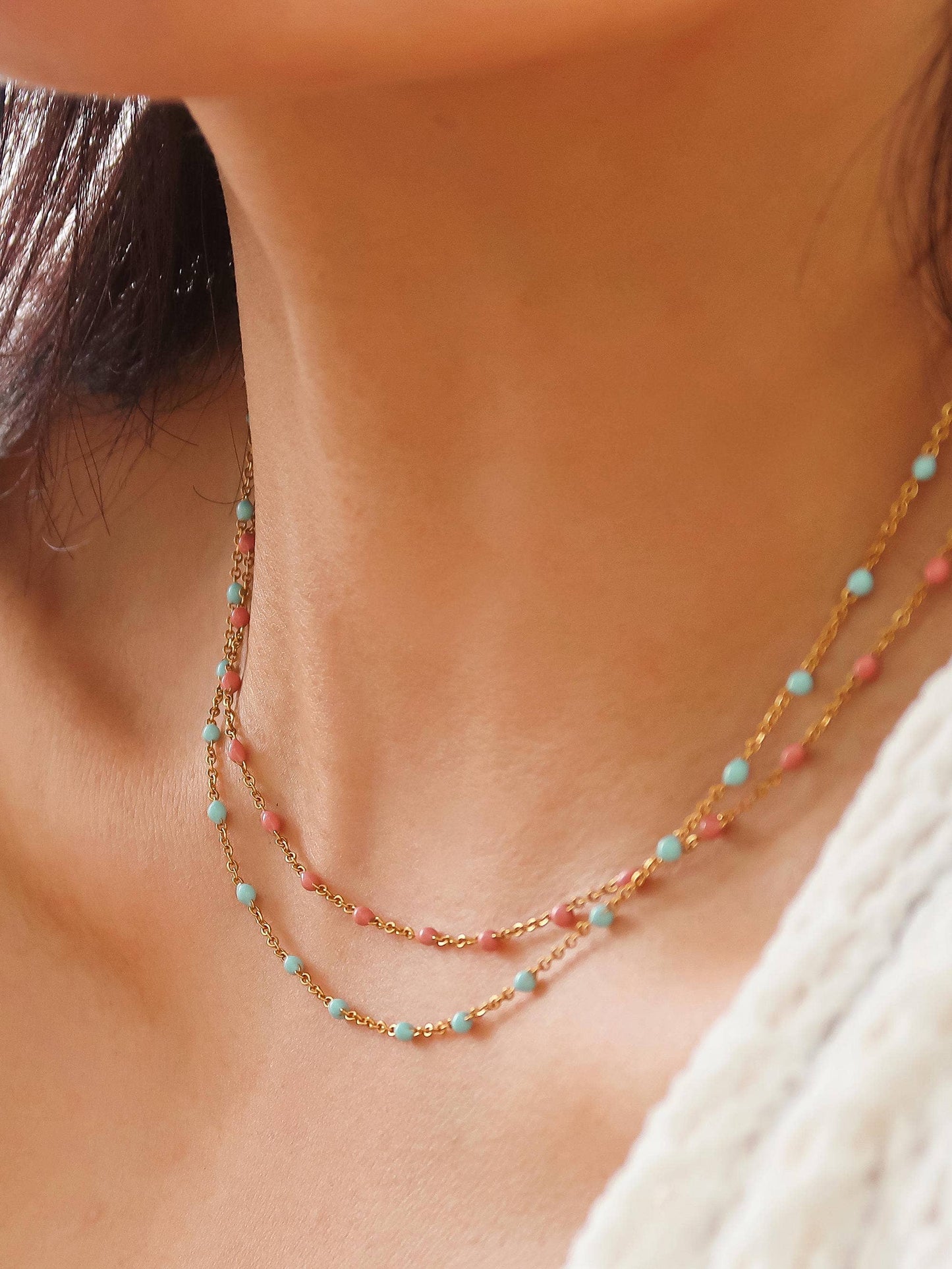 Soleil Beaded Petite Chain Necklace