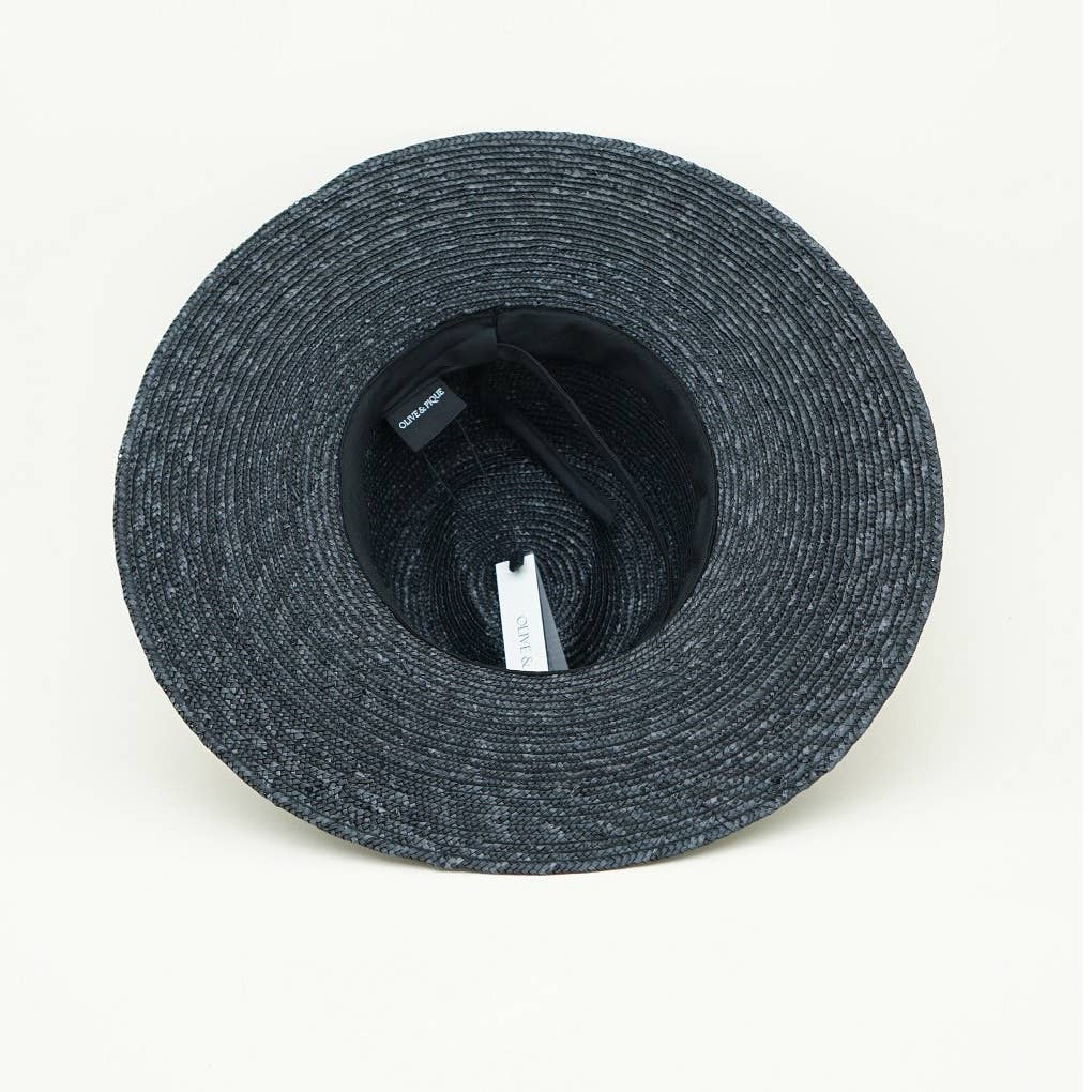 Wide Brim Straw Rancher with Vegan Leather Band