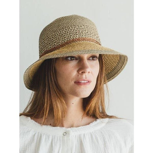 Bestselling summer bucket hat in mixed straws Lacy string ba
