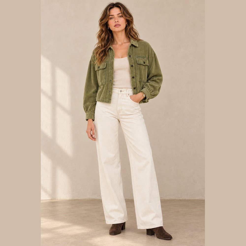 Washed Corduroy Cropped Jacket