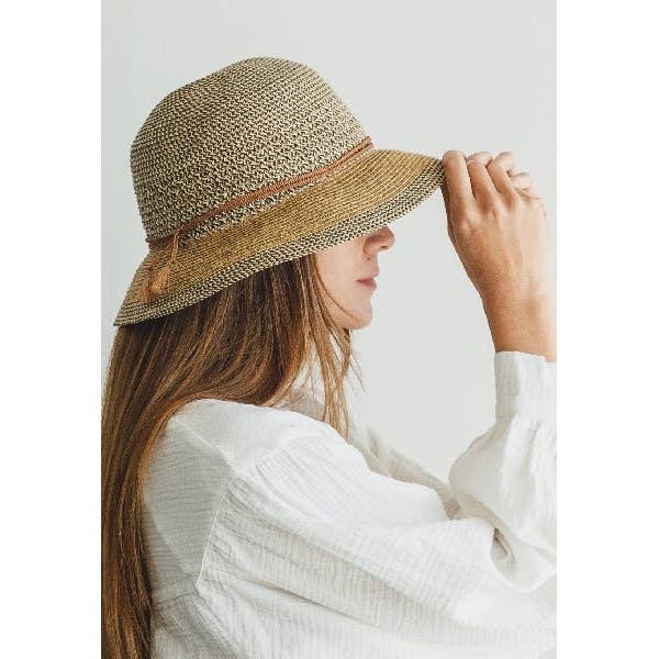 Bestselling summer bucket hat in mixed straws Lacy string ba