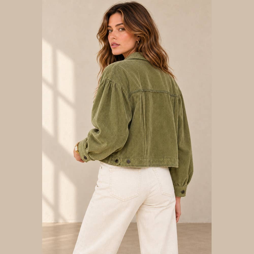 Washed Corduroy Cropped Jacket