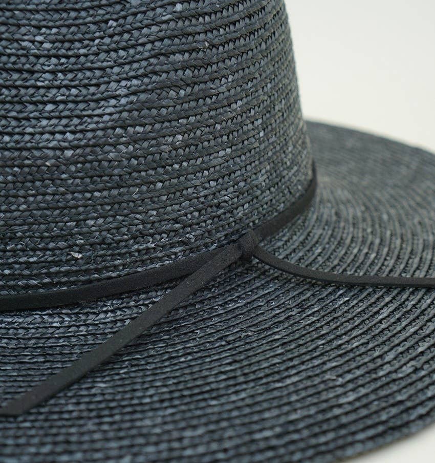 Wide Brim Straw Rancher with Vegan Leather Band