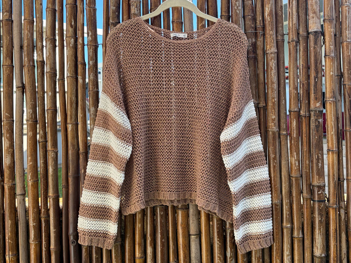The Sandbar Striped Sleeve Sweater