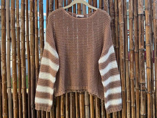 The Sandbar Striped Sleeve Sweater